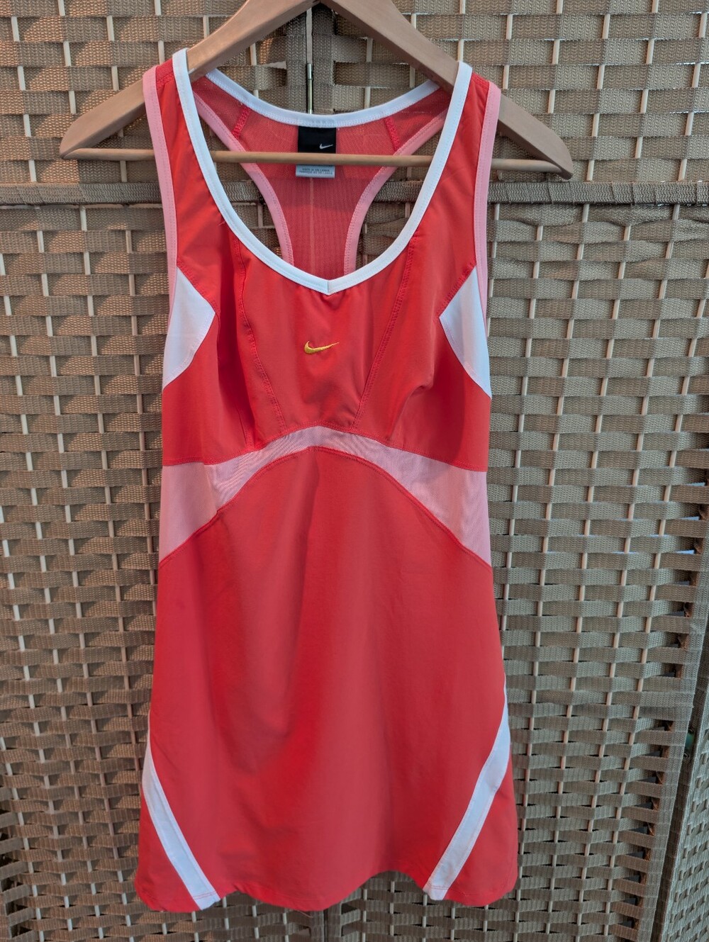 Nike Women’s Coral-Red Athletic Tank Dress with White Trim
